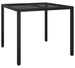 VidaXL Vrtni stol 90 x 90 x 75 cm od kaljenog stakla i poliratana crni