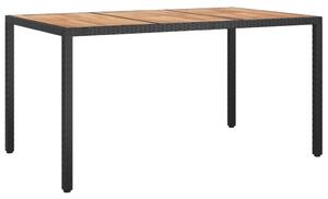 VidaXL Vrtni stol od poliratana i bagremovog drva 150x90x75 cm crni