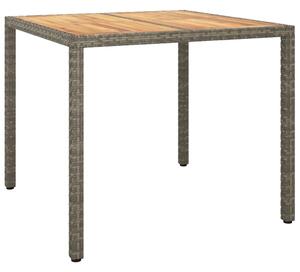 VidaXL Vrtni stol od poliratana i bagremovog drva 90 x 90 x 75 cm sivi