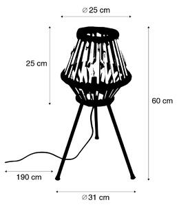 Seoska tronožna stolna lampa bambus s crnom - Evalin