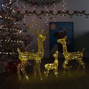 VidaXL Akrilna obitelj sobova božićni ukras 300 LED topla bijela