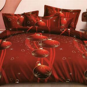 Crvena pamučna posteljina s božićnim ukrasima