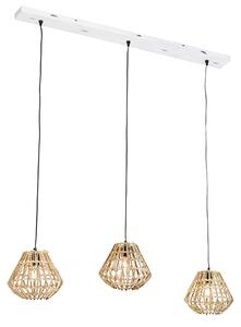Viseća svjetiljka od bambusa s bijelim izduženim 3-svjetlo - Canna Diamond
