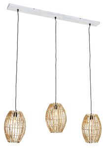 Viseća svjetiljka od bambusa s bijelim izduženim 3 svjetla - Canna Capsule