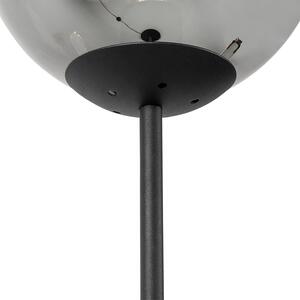 Art Deco podna svjetiljka crna s dimnim staklom - Pallon Mezzi