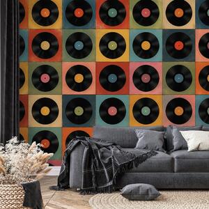 Tapeta retro vinilne ploče na šarenoj pozadini
