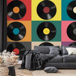 Fototapeta retro vinilne ploče na šarenoj pozadini