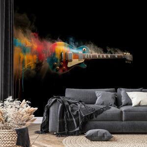Fototapeta šarena električna gitara na crnoj pozadini