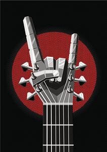 Ilustracija Rock poster with a metal hand, ne2pi