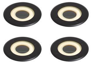 Set van 4 moderne grondspots zwart incl. LED oplaadbaar met solar IP65 - Solyx