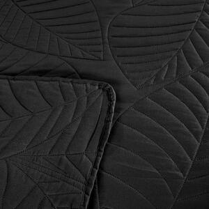 Crni prekrivač za krevet sa uzorkom LEAVES Dimenzije: 200 x 220 cm