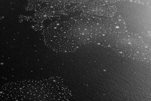 Slika na plutu zemljovid svijeta s noćnim nebom u crno-bijelom dizajnu