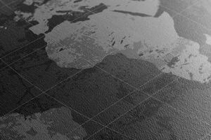 Slika rustikalni zemljovid svijeta u crno-bijelom dizajnu