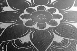 Slika moderna Mandala s orijentalnim uzorkom u crno-bijelom dizajnu