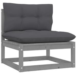 VidaXL Srednja vrtna sofa s antracit jastucima masivna borovina siva