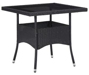 VidaXL Vrtni blagovaonski stol od poliratana i stakla crni