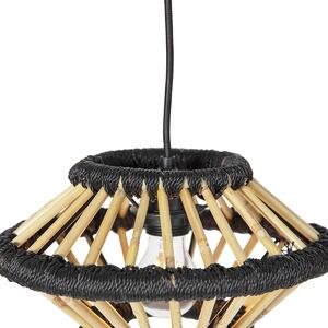 Orijentalna viseća svjetiljka od bambusa s crnim izduženim 3 svjetla - Evalin