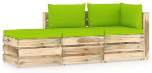VidaXL 3-dijelna vrtna garnitura s jastucima zeleno impregnirano drvo
