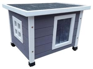 @Pet @Pet @Pet vanjska kućica za mačke 57 x 45 x 43 cm drvena sivo-bijela