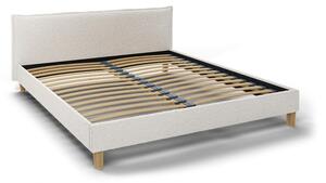 Krem tapecirani bračni krevet s letvičastim okvirom 180x200 cm Tina - Ropez