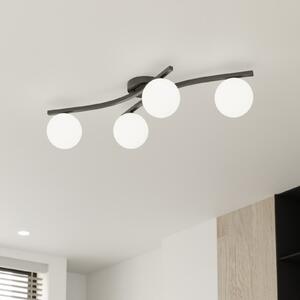 EMIBIG LIGHTING Stropna lampa Opus, dužina 85 cm, opal, 84 4 žarulje., prigušiva, Crno, Dnevni boravak/blagovaonica, Metal
