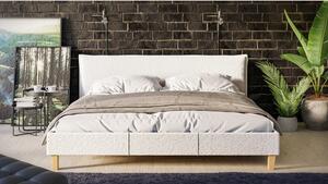 Krem tapecirani bračni krevet s letvičastim okvirom 180x200 cm Tina - Ropez