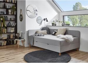Svijetlo sivi tapecirani krevet za jednu osobu s prostorom za pohranu 90x200 cm Cabana - Meise Möbel