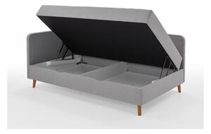 Svijetlo sivi tapecirani krevet za jednu osobu s prostorom za pohranu 90x200 cm Cabana - Meise Möbel