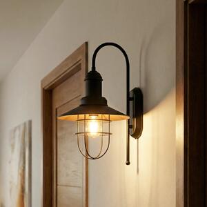 ROYALTECH Zidna lampa Gadi, crna, metalna, visina 48 cm, prigušiva, Crno, Dnevni boravak/blagovaonica, Metal