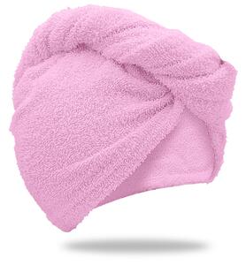 Turban za kosu od frotira koji se brzo suši ružičasti