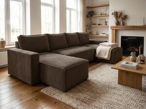 Kutna garnitura u obliku slova U SMART COSARO 295x140 cm, tamno smeđa