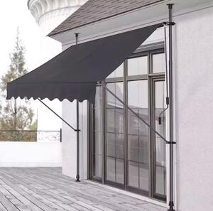 Balkonska tenda za terasu s podesivim nagibom - siva Šírka: 200 cm