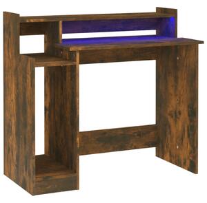 VidaXL Radni stol s LED svjetlima boja hrasta 97 x 45 x 90 cm drveni