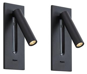 Set od 2 moderne zidne svjetiljke crne boje uklj. LED - Plaza