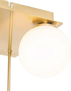 Moderna stropna svjetiljka zlatna s opalnim staklom 5 svjetla - Atena