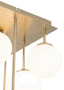 Moderna stropna svjetiljka zlatna s opalnim staklom 9 svjetala - Atena