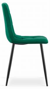 Zelena baršunasta stolica KARA s crnim nogama