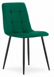 Zelena baršunasta stolica KARA s crnim nogama