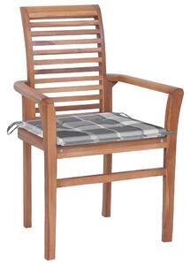 VidaXL Blagovaonske stolice sa sivim kariranim jastucima 6 kom