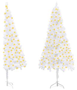 VidaXL Kutno umjetno božićno drvce s LED svjetlima bijelo 150 cm PVC