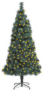 VidaXL Umjetno božićno drvce LED lampice i stalak zeleno 150 cm PET