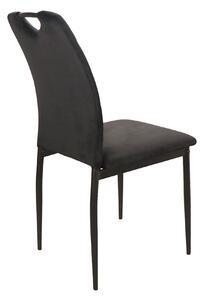 Stolica PAX crne boje (tkanina Bluvel 19) - moderna, tapecirana, baršunasta, za dnevni boravak, blagovaonicu, ured, s ručkom
