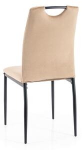 Stolica PAX bež boje (tkanina Bluvel 28) - moderna, tapecirana, baršunasta, za dnevni boravak, blagovaonicu, ured, s ručkom