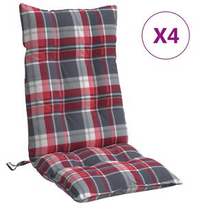 VidaXL Jastuci za stolicu visoki naslon 4 kom crveni karirani tkanina