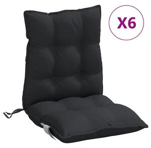 VidaXL Jastuci za stolice s niskim naslonom 6 kom crni tkanina Oxford