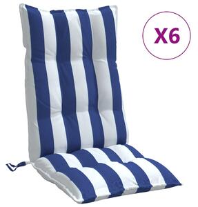 VidaXL Jastuci za visoku stolicu 6 kom plavo-bijele pruge od tkanine