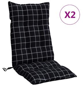 VidaXL Jastuci za stolicu visoki naslon 2 kom crni karirani od tkanine