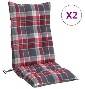 VidaXL Jastuci za stolicu visoki naslon 2 kom crveni karirani tkanina