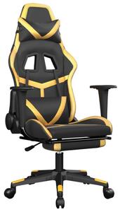 VidaXL Masažna igraća stolica s osloncem crno-zlatna od umjetne kože