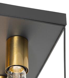Minimalistički stropna svjetiljka crna sa zlatnim kvadratom od 4 svjetla - Kodi